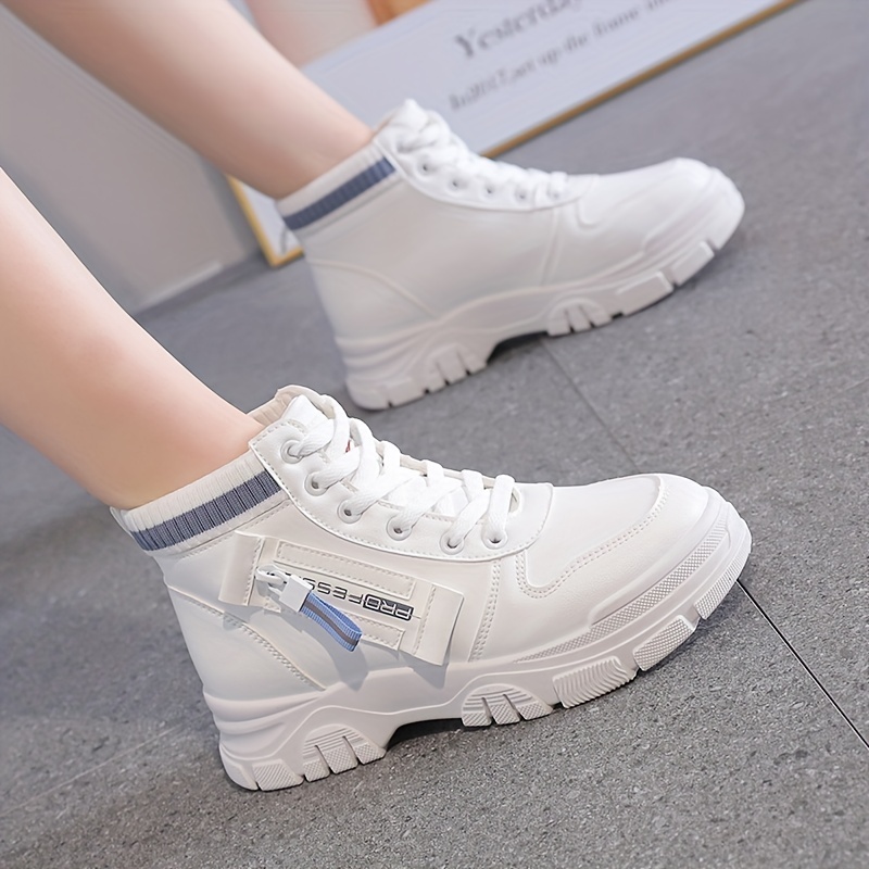 womens colorblock casual sneakers high top round toe round toe thick sole non slip shoes versatile comfy shoes details 0