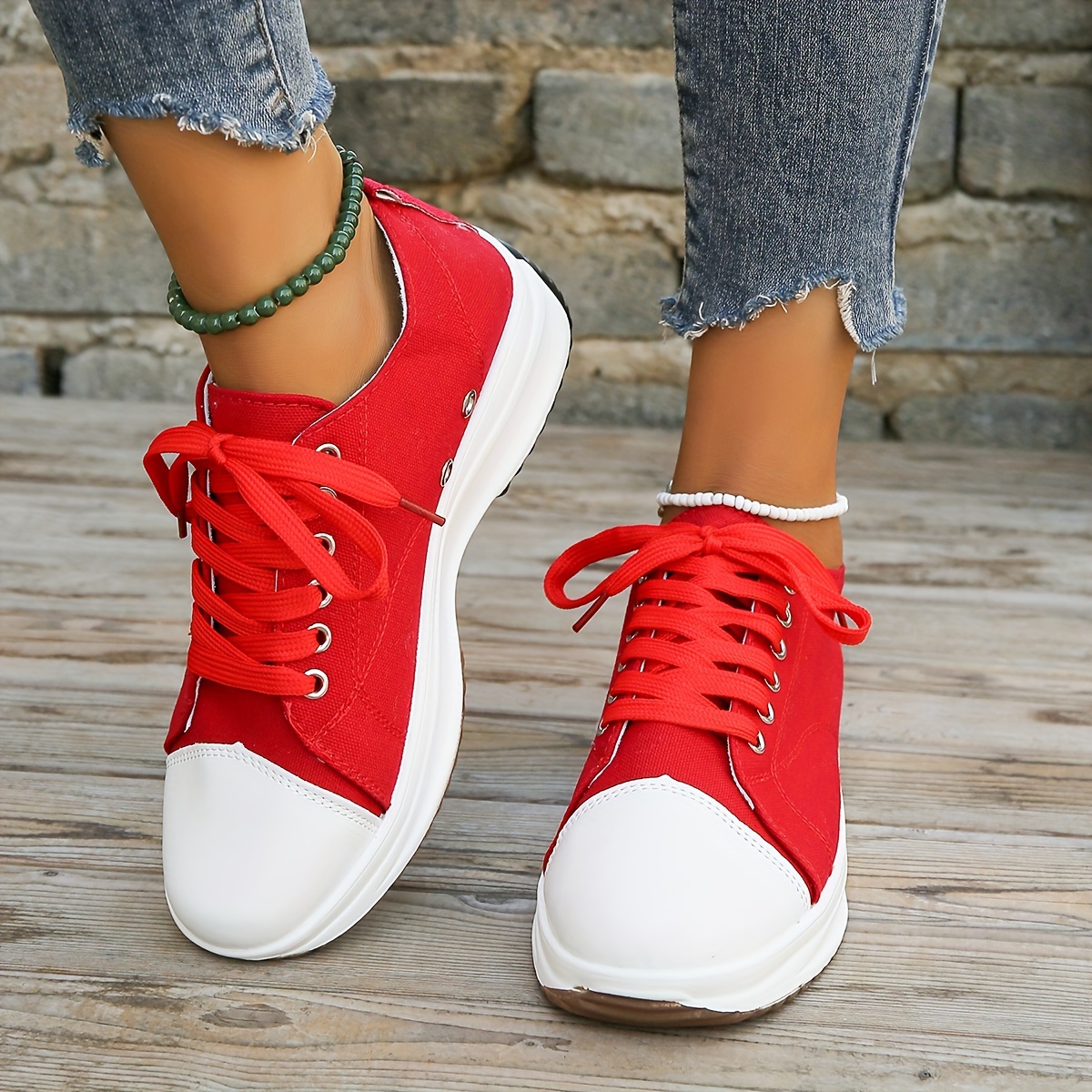 womens simple platform sneakers casual lace up outdoor shoes comfortable low top shoes details 2