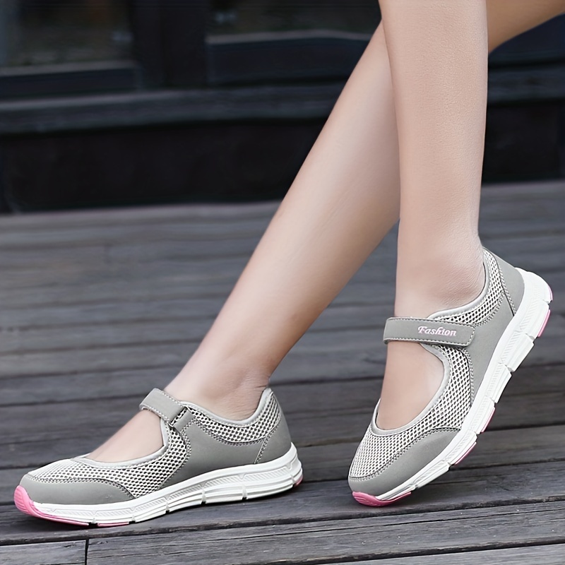 womens mesh platform walking sneakers breathable non slip hook loop shoes low top casual sneakers details 8