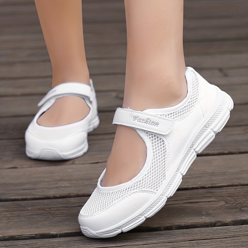 womens mesh platform walking sneakers breathable non slip hook loop shoes low top casual sneakers details 9