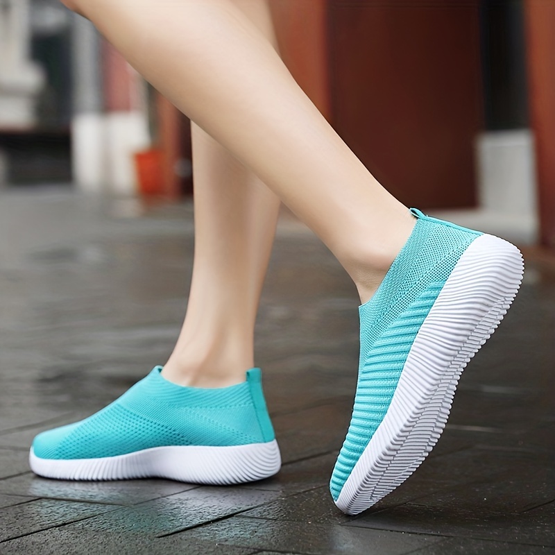 womens casual sock shoes breathable solid color low top slip on sports shoes casual walking sneakers details 2