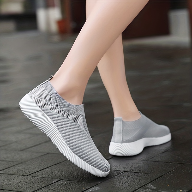 womens casual sock shoes breathable solid color low top slip on sports shoes casual walking sneakers details 5