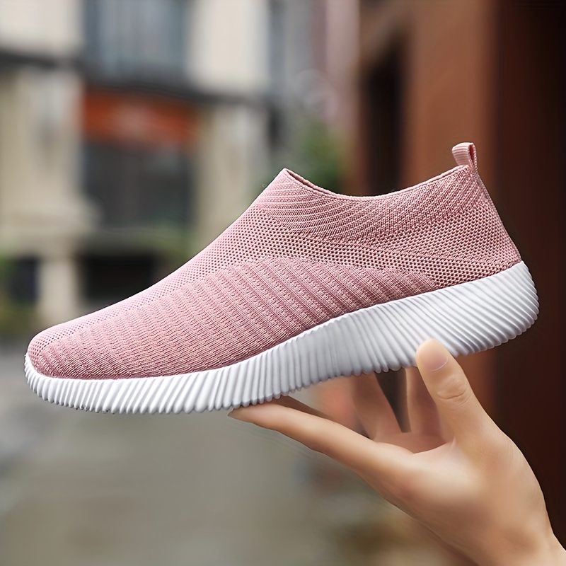 womens casual sock shoes breathable solid color low top slip on sports shoes casual walking sneakers details 6