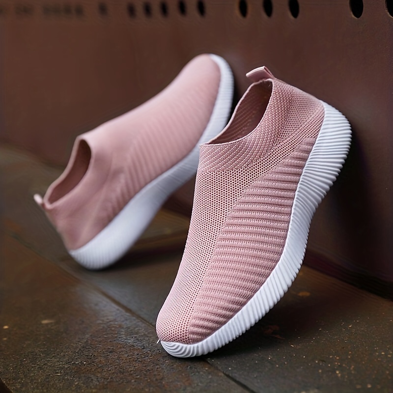 womens casual sock shoes breathable solid color low top slip on sports shoes casual walking sneakers details 7