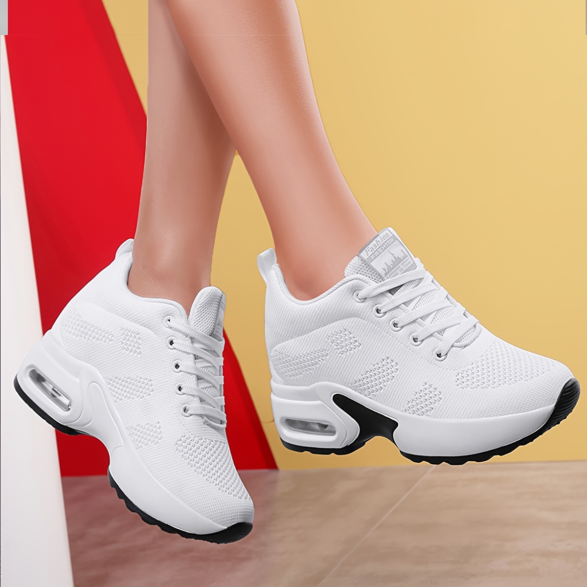 womens breathable mesh platform sneakers casual lace up outdoor shoes womens air cushion shoes details 7