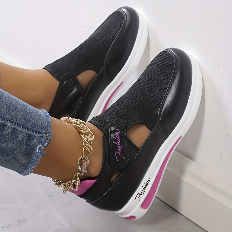 womens casual platform sports shoes solid color low top running trainers all match walking sneakers details 15