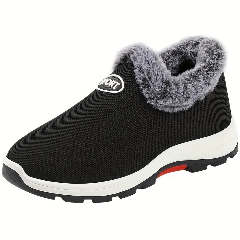 womens breathable knit platform sneakers casual slip on fur lined shoes lightweight low top sport shoes details 6