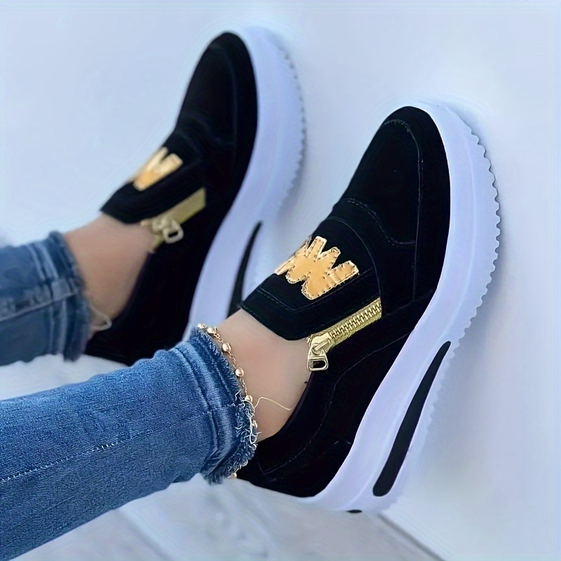 womens platform sneakers casual side zipper outdoor shoes womens comfortable low top shoes details 1