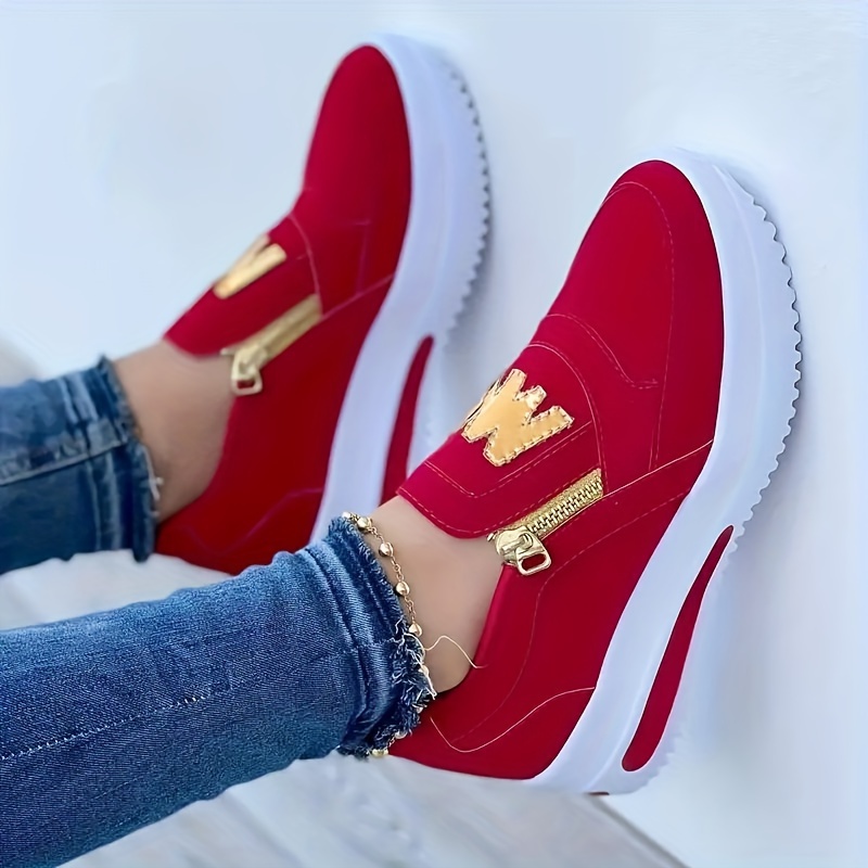 womens platform sneakers casual side zipper outdoor shoes womens comfortable low top shoes details 2