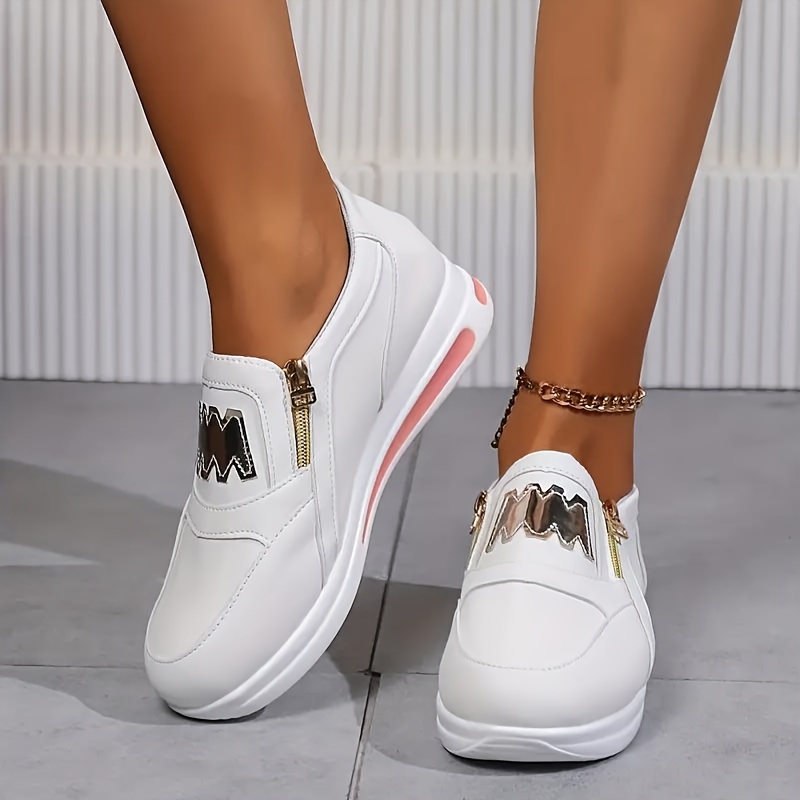 womens platform sneakers casual side zipper outdoor shoes womens comfortable low top shoes details 3