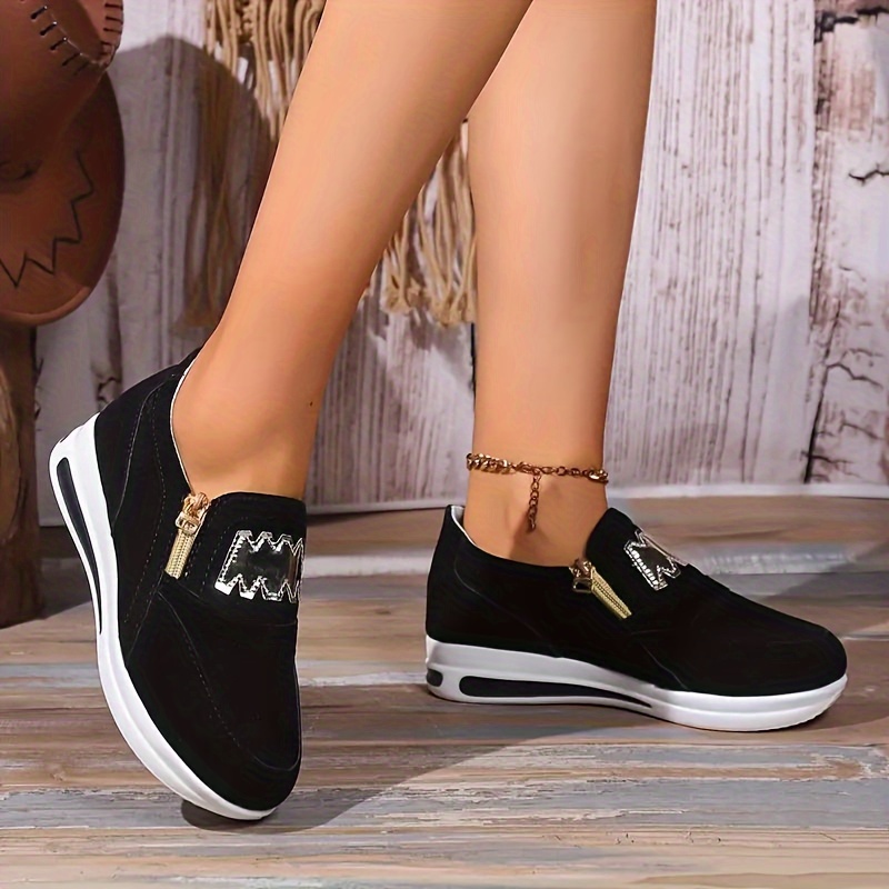 womens platform sneakers casual side zipper outdoor shoes womens comfortable low top shoes details 5