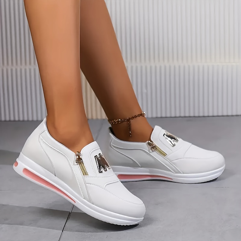 womens platform sneakers casual side zipper outdoor shoes womens comfortable low top shoes details 7