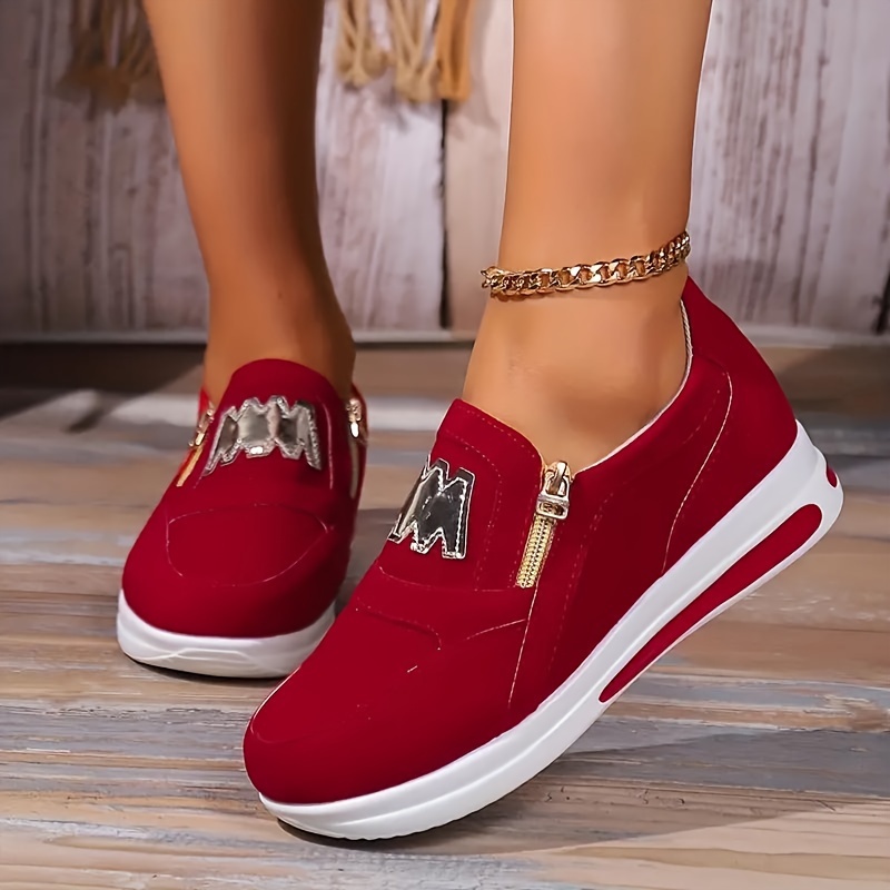 womens platform sneakers casual side zipper outdoor shoes womens comfortable low top shoes details 9