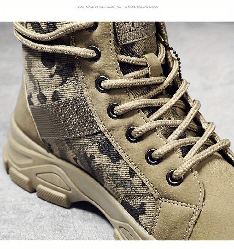 mens tactical camouflage high top lace up boots with assorted colors casual outdoor training hiking trekking shoes details 3