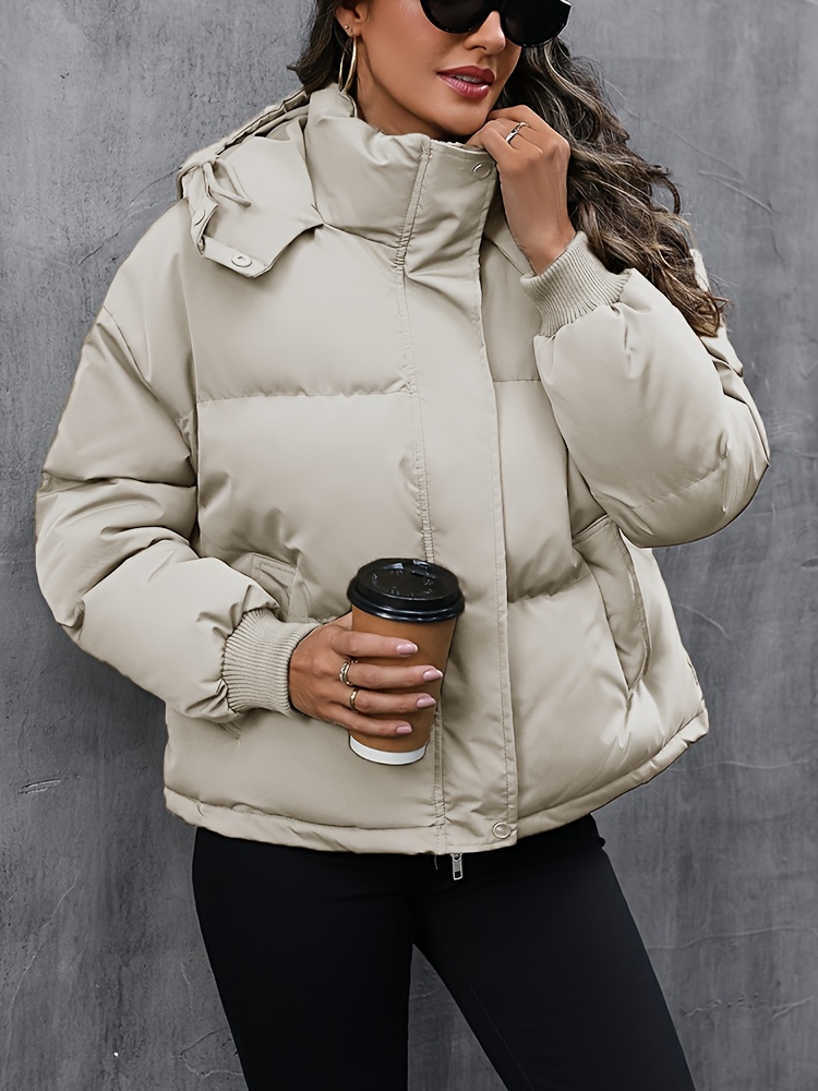 solid zipper hooded coat casual solid long sleeve winter warm outerwear womens clothing details 11