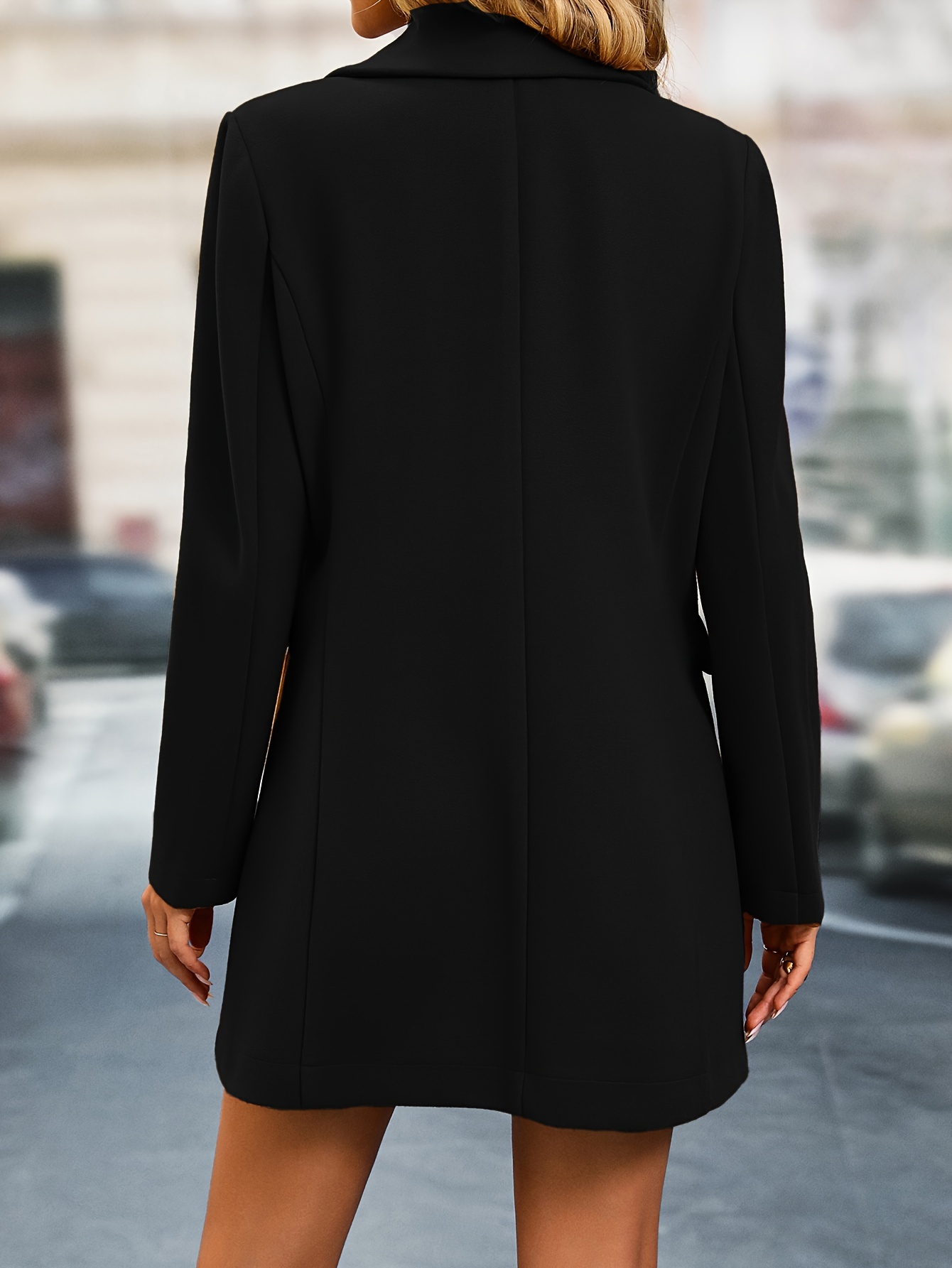 solid single breasted jacket elegant long sleeve jacket for fall winter womens clothing details 3