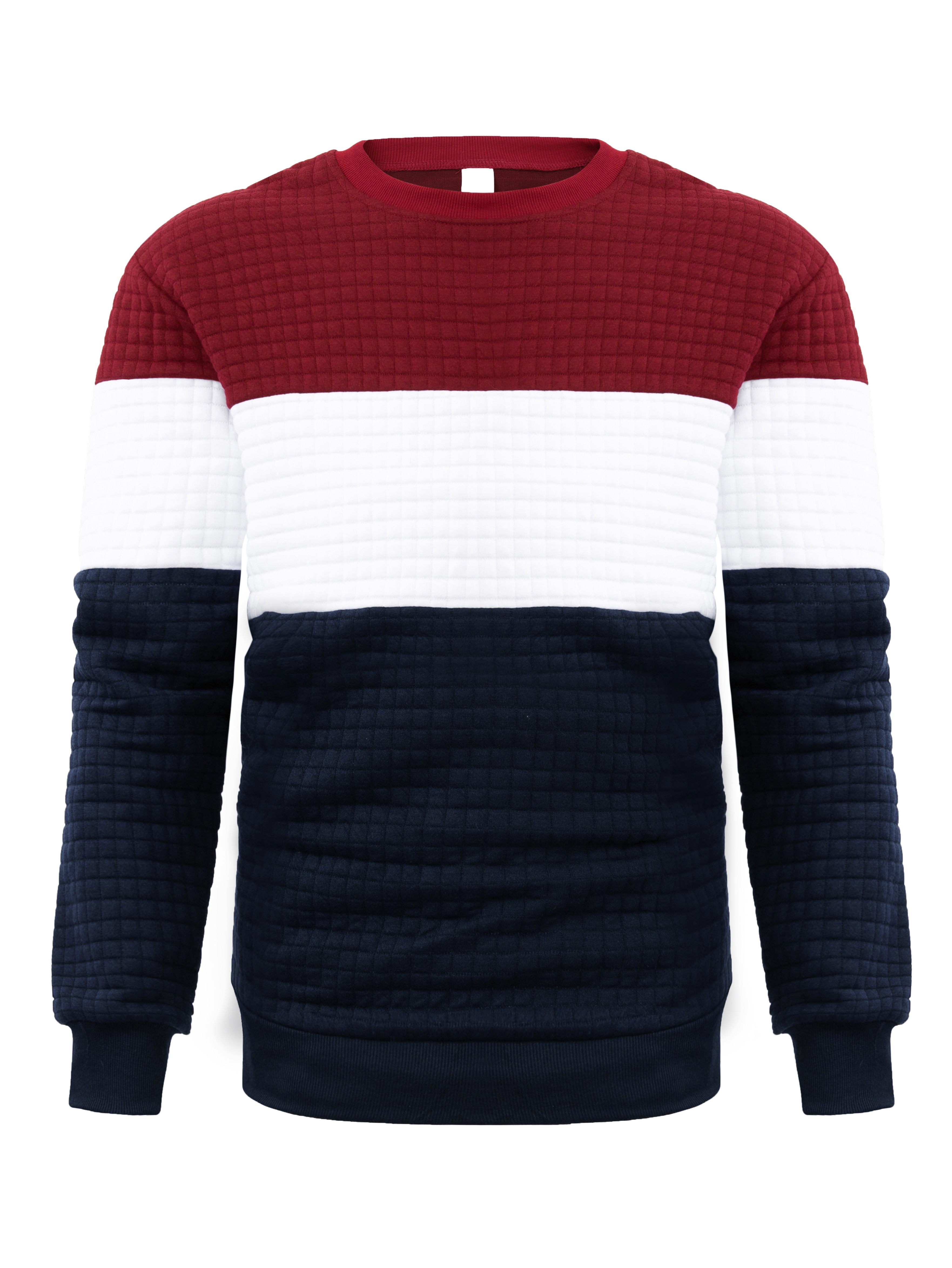 waffle color block trendy sweatshirt mens casual crew neck pullover sweatshirt for men fall winter details 18