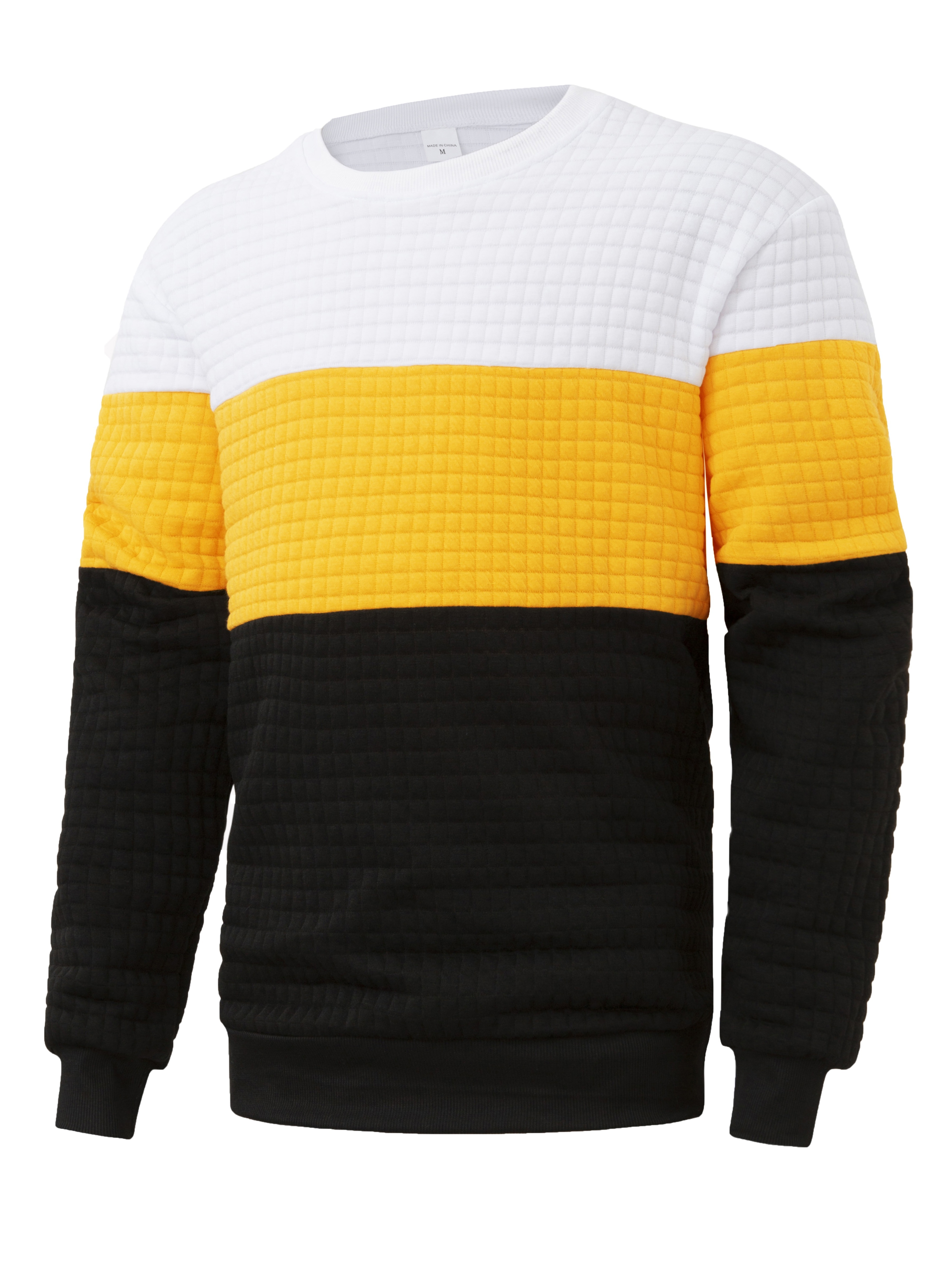 waffle color block trendy sweatshirt mens casual crew neck pullover sweatshirt for men fall winter details 27