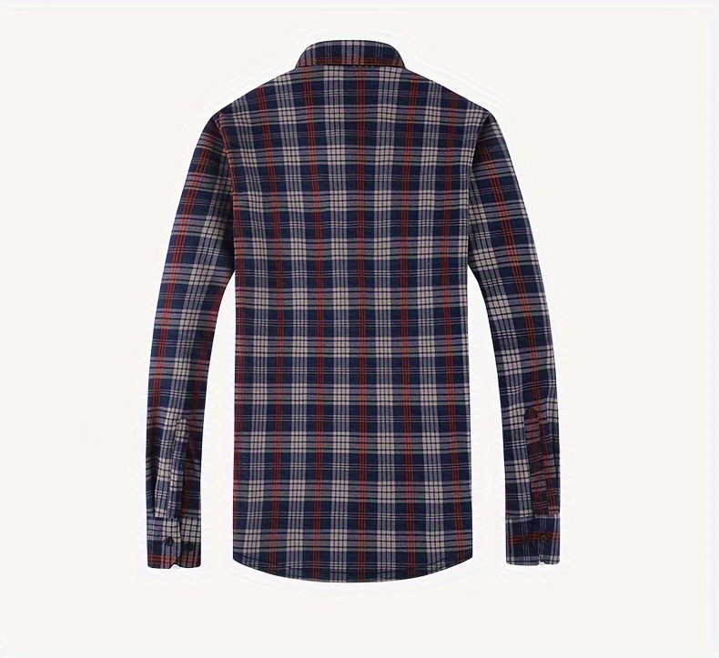 checkered mens thermal shirt top turn down collar long sleeve closure male casual slim shirt for men daily vacation streetwear details 16